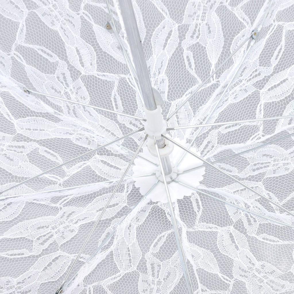 White Lace Parasol Umbrella J Handle Elegant Appearance Bridal Lace Umbrella for Wedding Party Decorations Prom