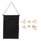 Brooch Storage Hanging Flag Multi Purpose Stylish Classic Pin Collection Organizers Banners for Home Office Dorm Black M 45.5x27.3cm 30cm(wooden Stick)