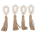 Napkin Ring Decorative Elegant Wood Beads Table Napkin Holder with Tassels for Party Wedding Home 4pcs