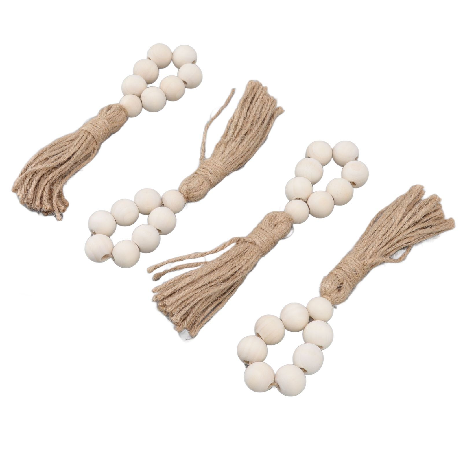Napkin Ring Decorative Elegant Wood Beads Table Napkin Holder with Tassels for Party Wedding Home 4pcs