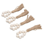 Napkin Ring Decorative Elegant Wood Beads Table Napkin Holder with Tassels for Party Wedding Home 4pcs