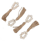 Napkin Ring Decorative Elegant Wood Beads Table Napkin Holder with Tassels for Party Wedding Home 4pcs