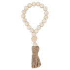 Farmhouse Beads Natural Hand Made DIY Multipurpose Wood Beads Garland with Tassels for Farmhouse Boho Country Decor