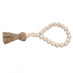 Farmhouse Beads Natural Hand Made DIY Multipurpose Wood Beads Garland with Tassels for Farmhouse Boho Country Decor