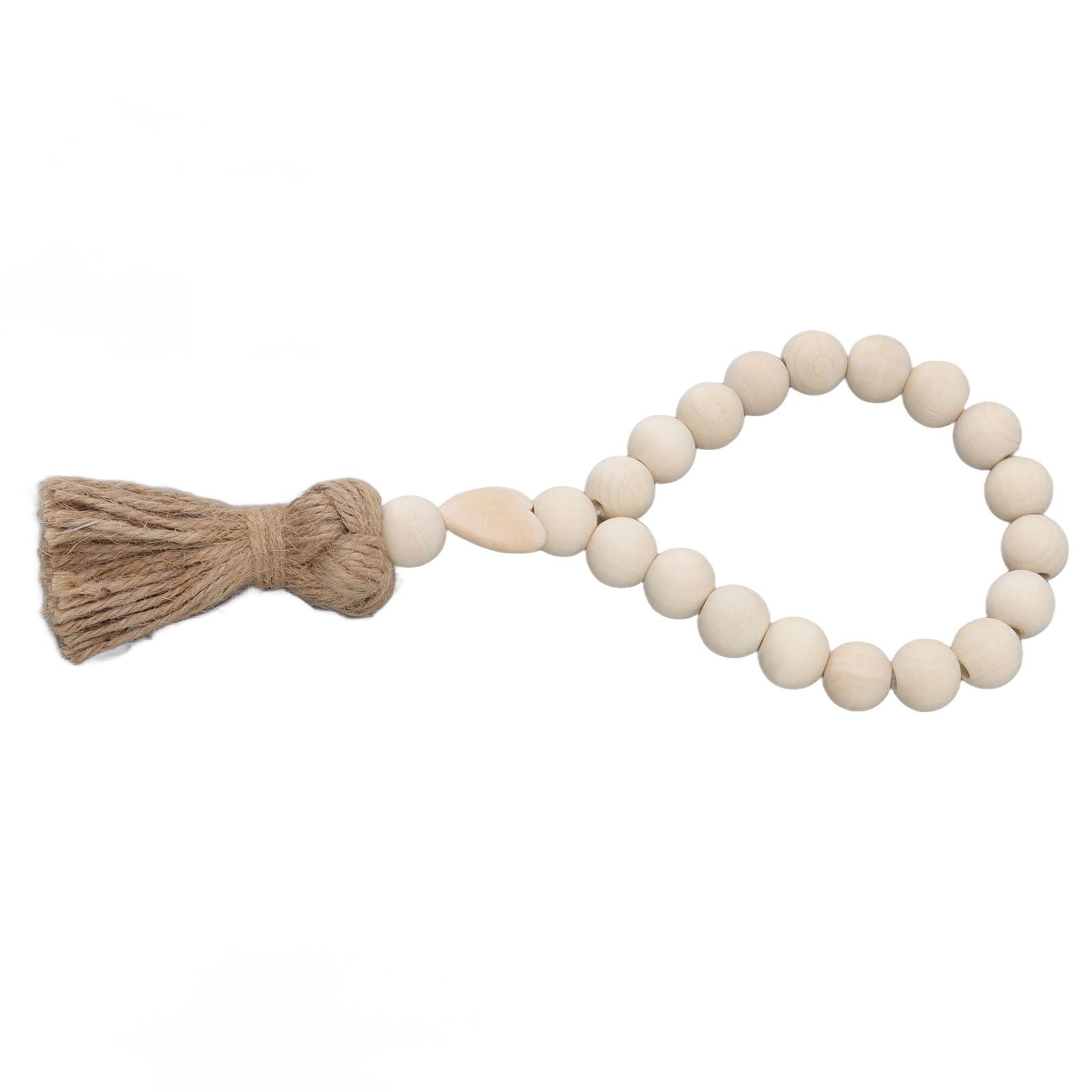 Farmhouse Beads Natural Hand Made DIY Multipurpose Wood Beads Garland with Tassels for Farmhouse Boho Country Decor