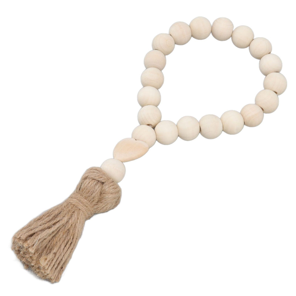 Farmhouse Beads Natural Hand Made DIY Multipurpose Wood Beads Garland with Tassels for Farmhouse Boho Country Decor