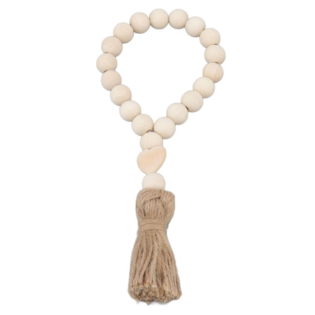 Farmhouse Beads Natural Hand Made DIY Multipurpose Wood Beads Garland with Tassels for Farmhouse Boho Country Decor