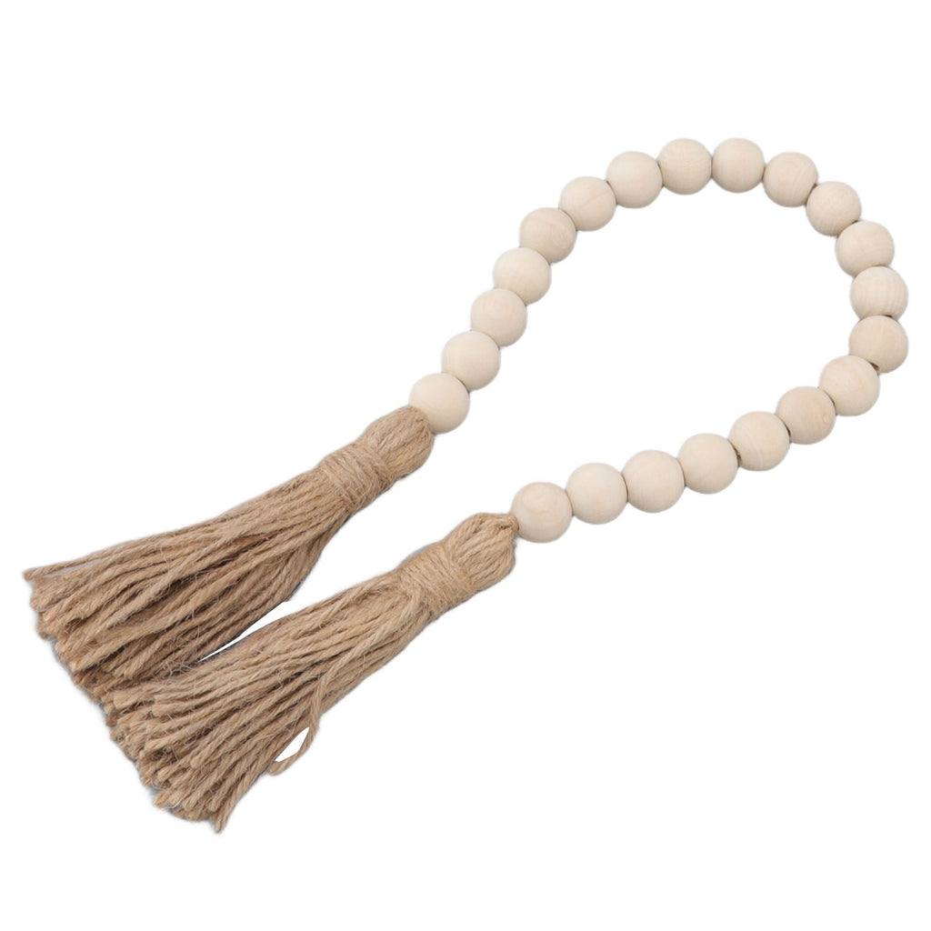 Natural Wood Bead Garland Hand Made Wall Hanging Bead Decoration with Tassels for Gifts Ornaments