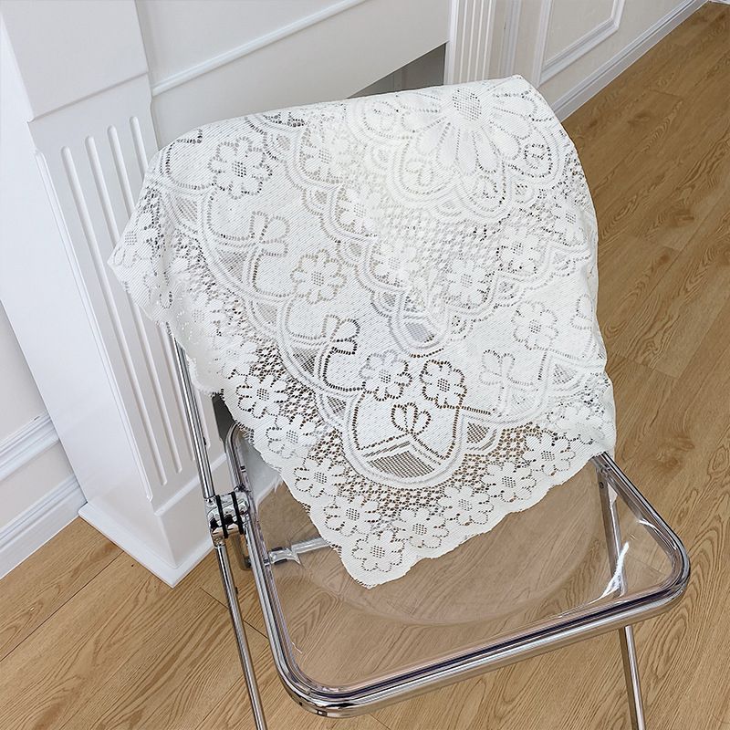 Lace Tablecloth Hollow Pattern Soft Comfortable Simple Lace Decorative Background Cloth for Home Cafe White Lace 120x120cm