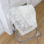 Lace Tablecloth Hollow Pattern Soft Comfortable Simple Lace Decorative Background Cloth for Home Cafe White Lace 120x120cm