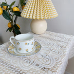 Lace Tablecloth Hollow Pattern Soft Comfortable Simple Lace Decorative Background Cloth for Home Cafe White Lace 120x120cm
