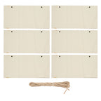 6pcs Blank Wooden Plaque Rectangle Decorative DIY Unfinished Wood Sign with Holes for Coffee Shop