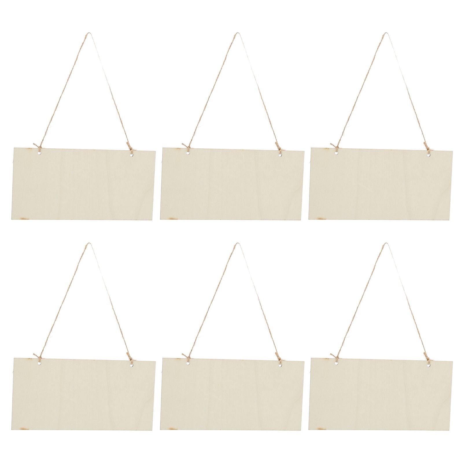 6pcs Blank Wooden Plaque Rectangle Decorative DIY Unfinished Wood Sign with Holes for Coffee Shop