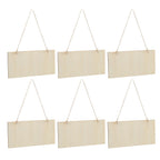 6pcs Blank Wooden Plaque Rectangle Decorative DIY Unfinished Wood Sign with Holes for Coffee Shop