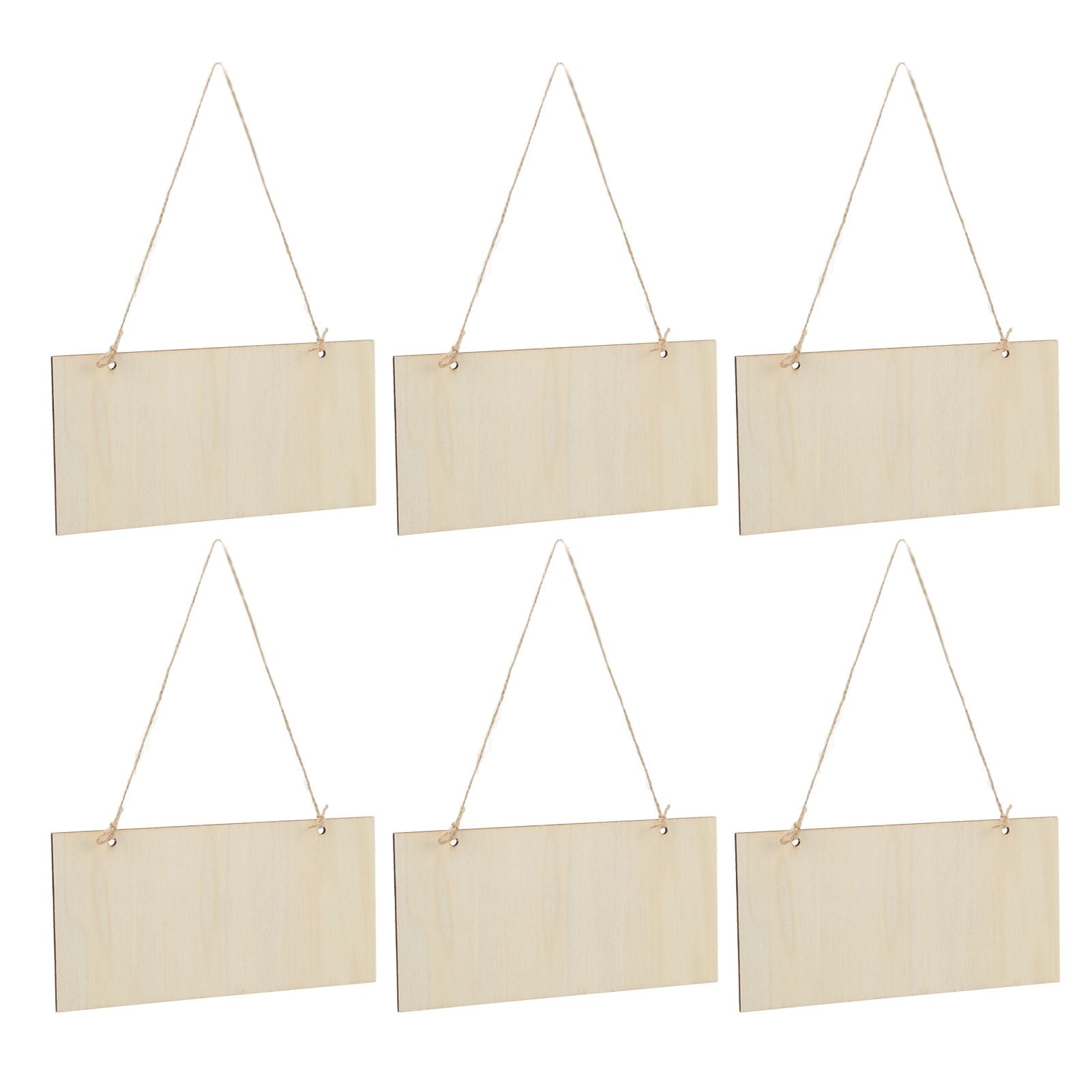 6pcs Blank Wooden Plaque Rectangle Decorative DIY Unfinished Wood Sign with Holes for Coffee Shop