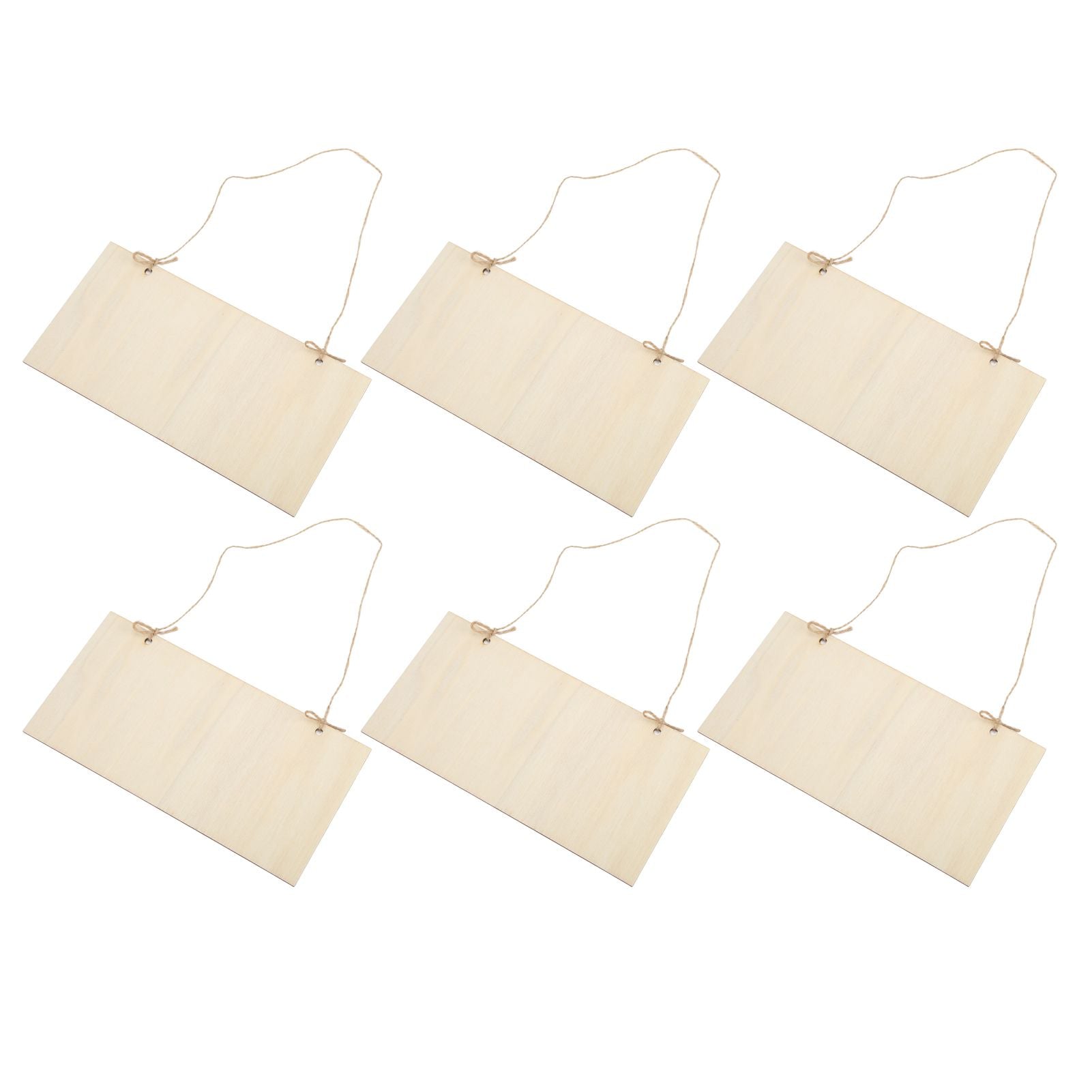 6pcs Blank Wooden Plaque Rectangle Decorative DIY Unfinished Wood Sign with Holes for Coffee Shop