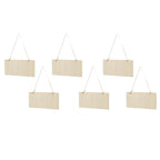6pcs Blank Wooden Plaque Rectangle Decorative DIY Unfinished Wood Sign with Holes for Coffee Shop