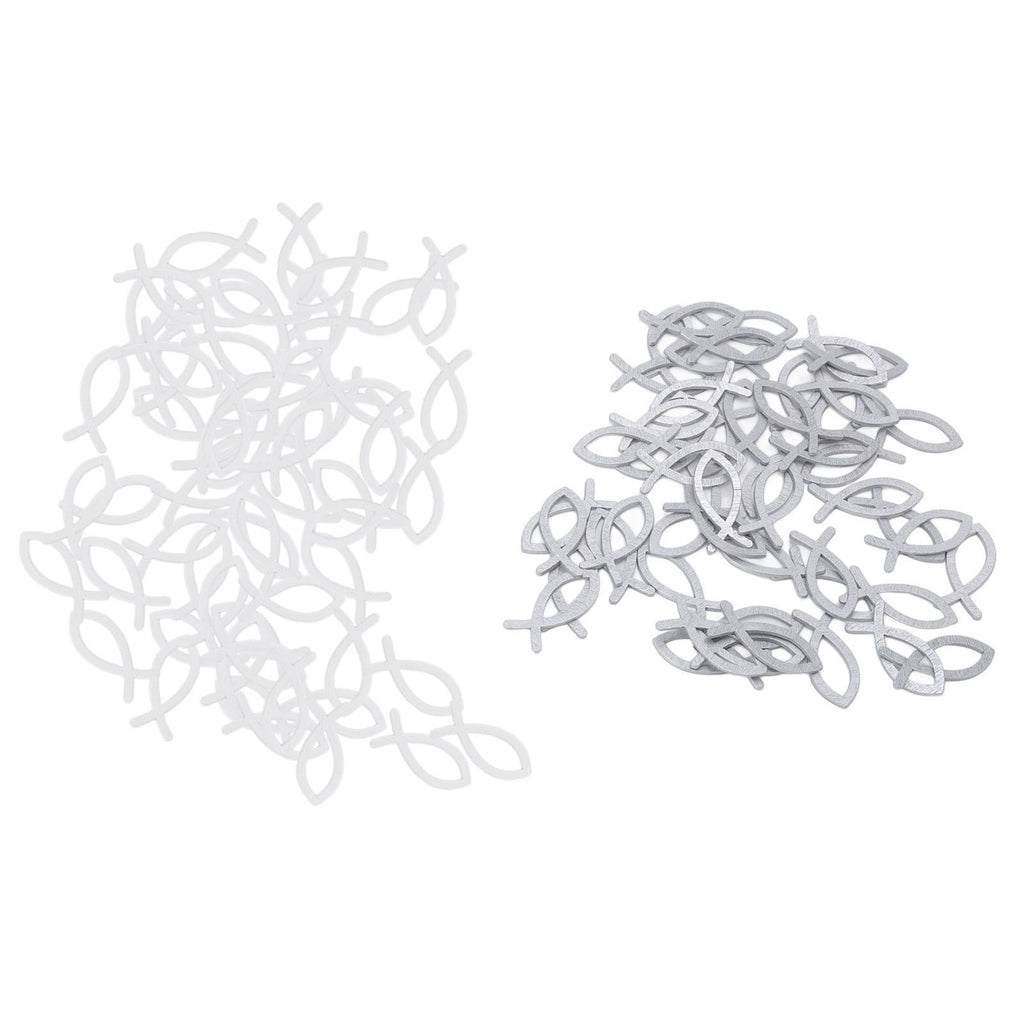 2 Packs Wooden Fish Decoration Good Decoration White Silver Fish Confetti for Christening Decoration Communion