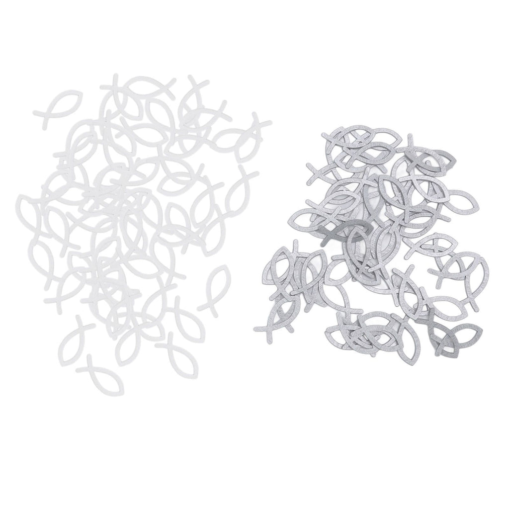 2 Packs Wooden Fish Decoration Good Decoration White Silver Fish Confetti for Christening Decoration Communion