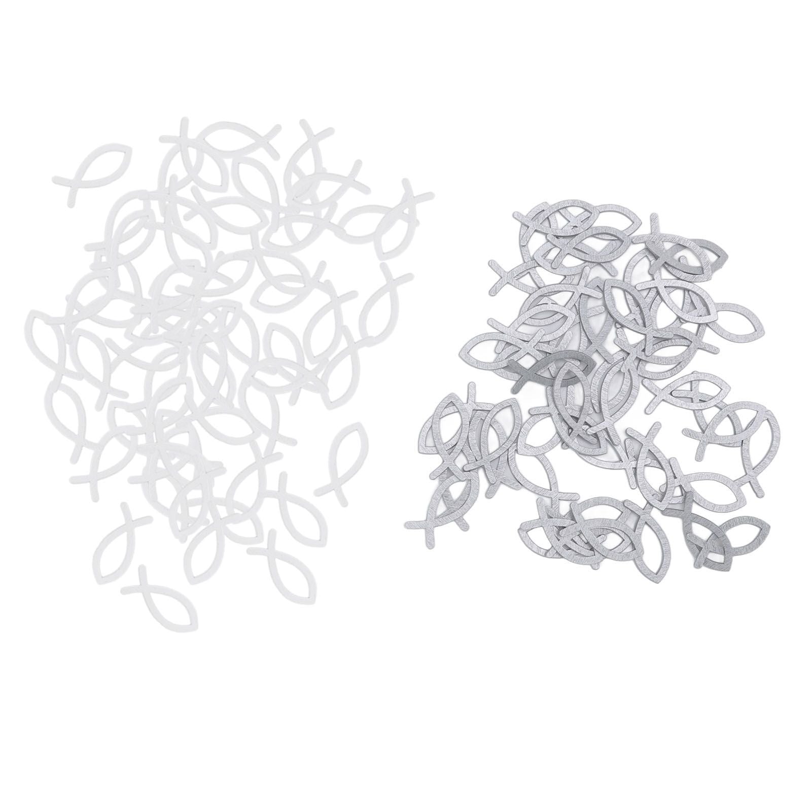 2 Packs Wooden Fish Decoration Good Decoration White Silver Fish Confetti for Christening Decoration Communion