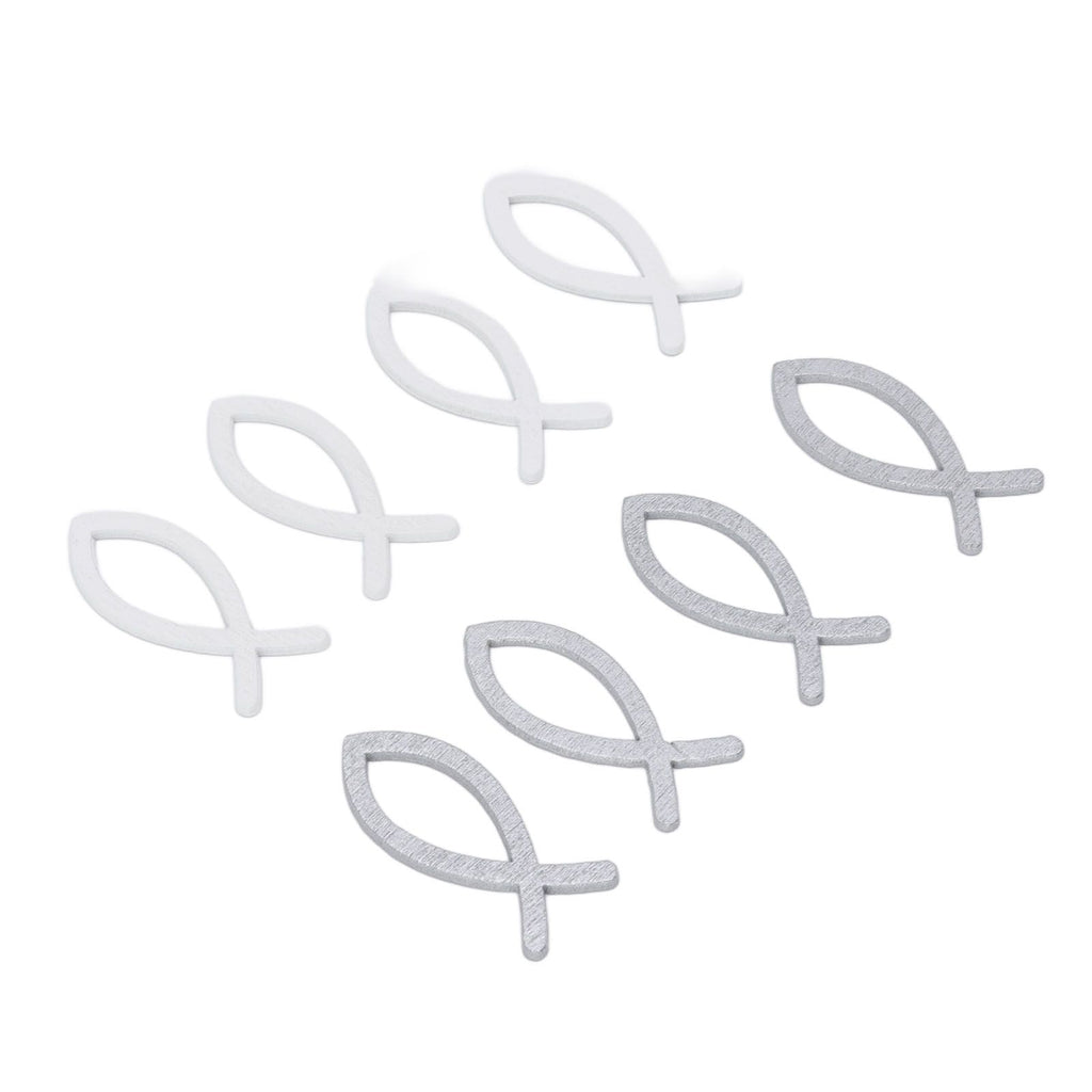 2 Packs Wooden Fish Decoration Good Decoration White Silver Fish Confetti for Christening Decoration Communion
