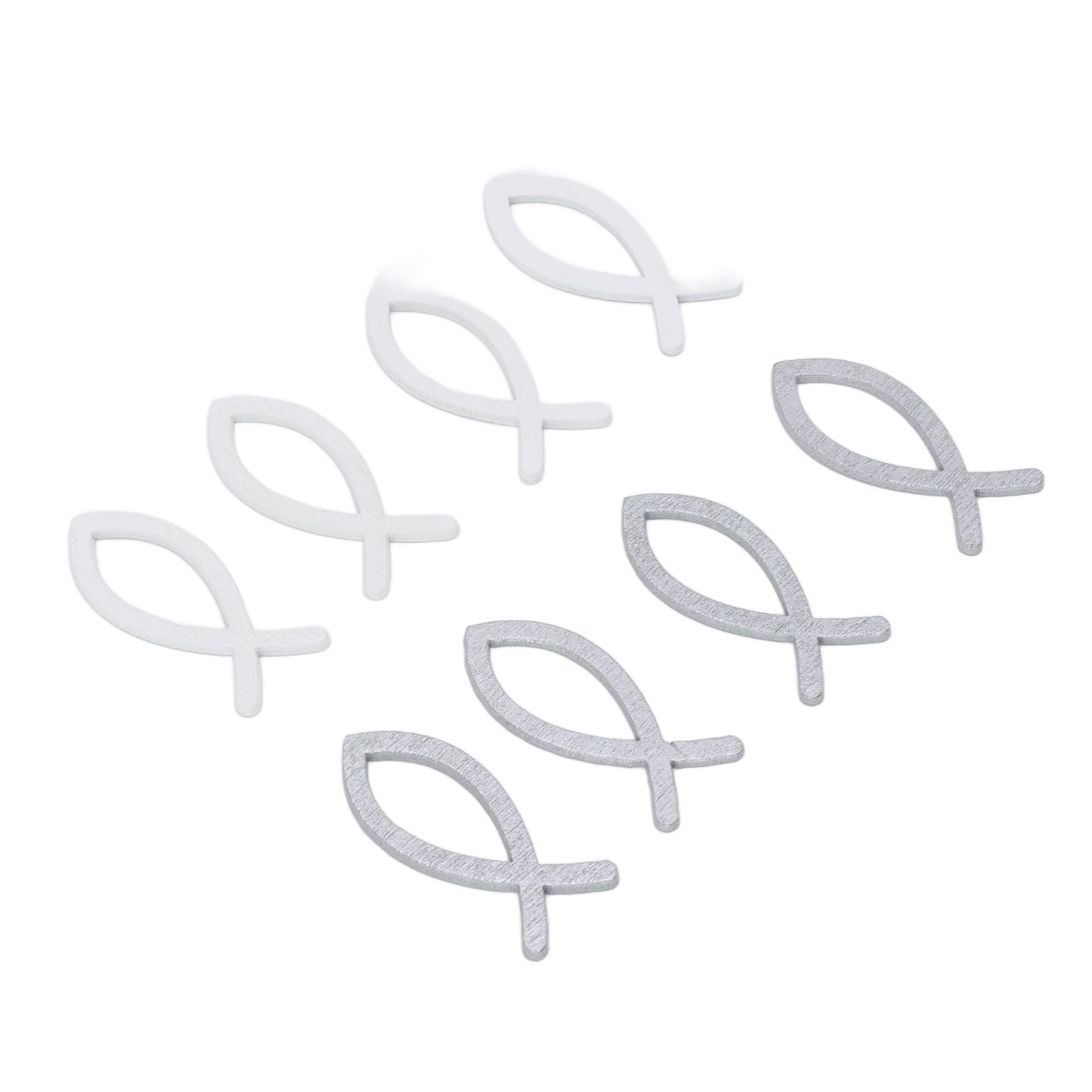 2 Packs Wooden Fish Decoration Good Decoration White Silver Fish Confetti for Christening Decoration Communion