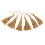 6Pcs Natural Jute Tassels Simple Rustic Style Natural Jute Widely Used Bookmark Tassels for Jewelry Curtain Craft