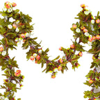 Artificial Roses Foliage Garland Hanging Guide Plastic Flower Vine Suspended Ceiling Decoration Champagne