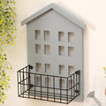 Wall Storage Shelves Hand Made Wood House Shape Wall Mounted Shelf for Bedroom Living Room Grey