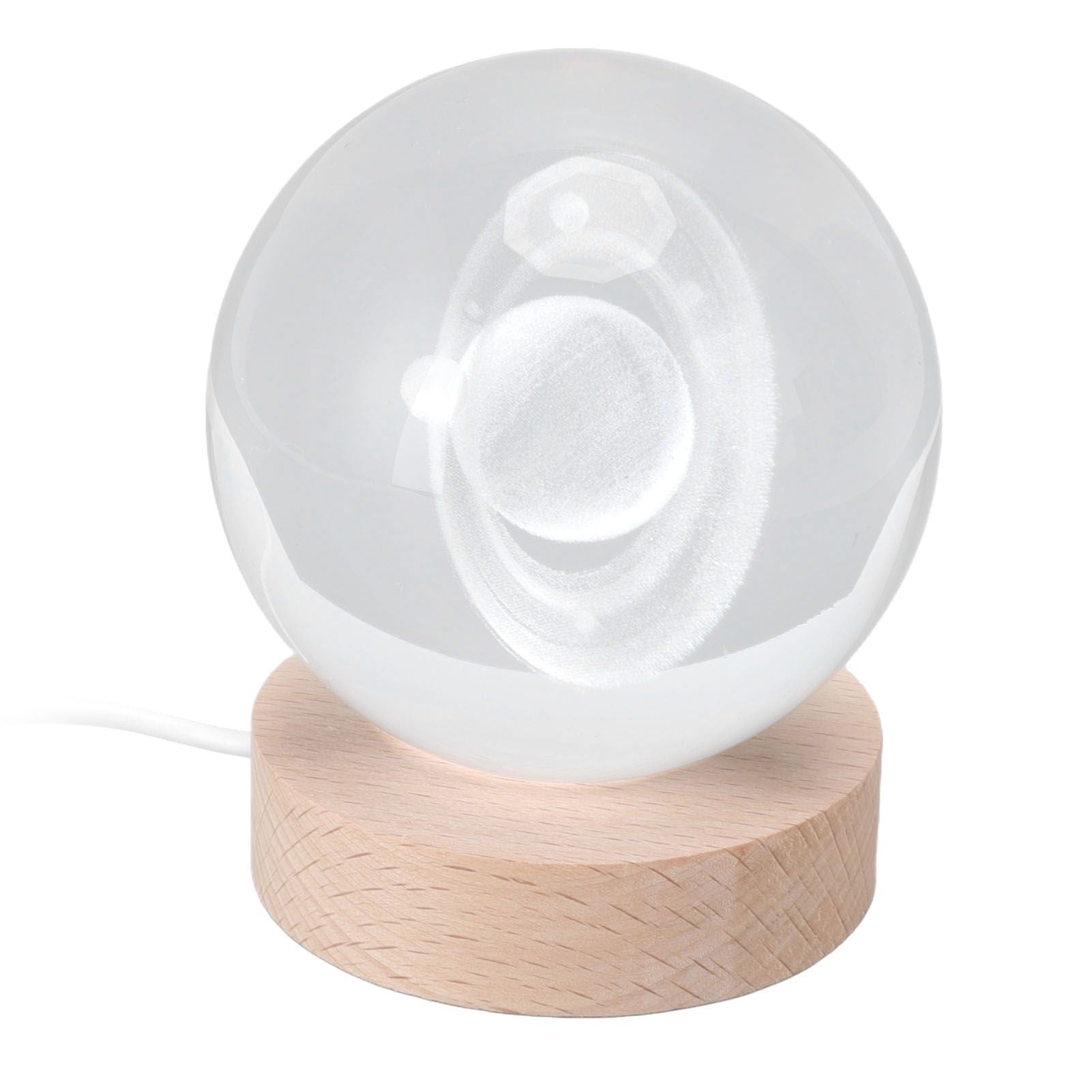 3D Saturn Night Lamp Crystal Ball Night Light LED Wooden Inter Carving Tabletop Ornaments for Friends Kids Gifts Saturn Warm Light