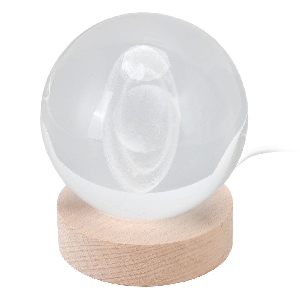 3D Saturn Night Lamp Crystal Ball Night Light LED Wooden Inter Carving Tabletop Ornaments for Friends Kids Gifts Saturn Warm Light