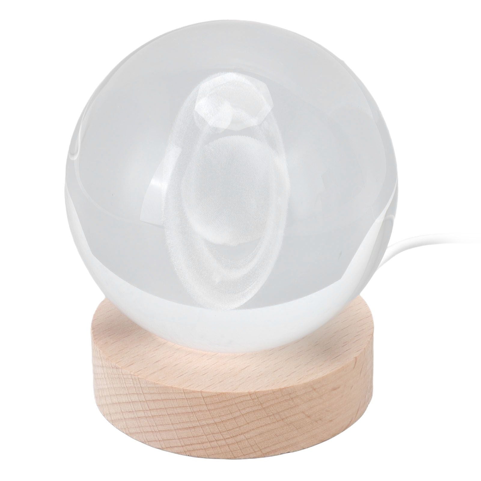 3D Saturn Night Lamp Crystal Ball Night Light LED Wooden Inter Carving Tabletop Ornaments for Friends Kids Gifts Saturn Colorful Light