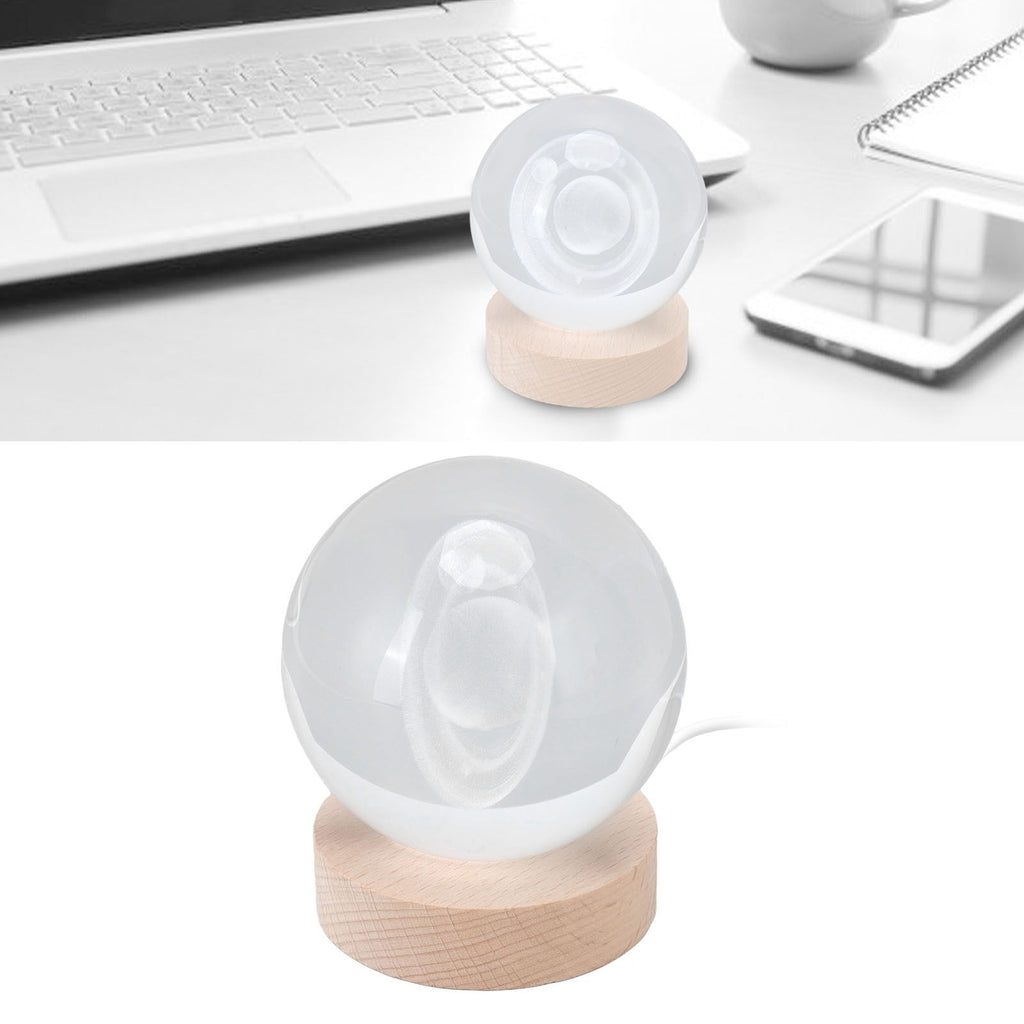 3D Saturn Night Lamp Crystal Ball Night Light LED Wooden Inter Carving Tabletop Ornaments for Friends Kids Gifts Saturn Colorful Light