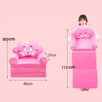Foldable Kids Sofa Plush Soft Cute Cartoon Children Couch Bed with Armrests for Boys Girls Bedroom Pink Crown 3 Layers