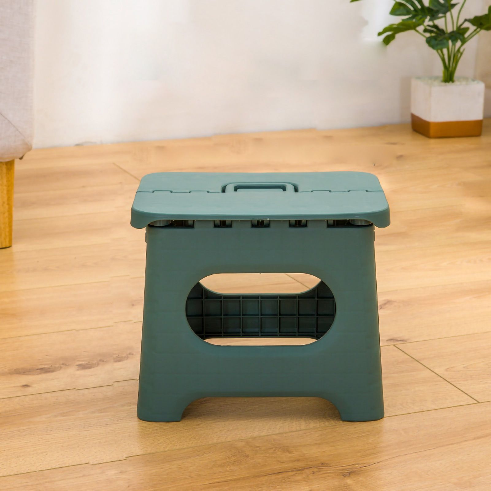 Folding Step Stool Portable Strong Space Saving Plastic Footstool for Adults and Kids Light Green