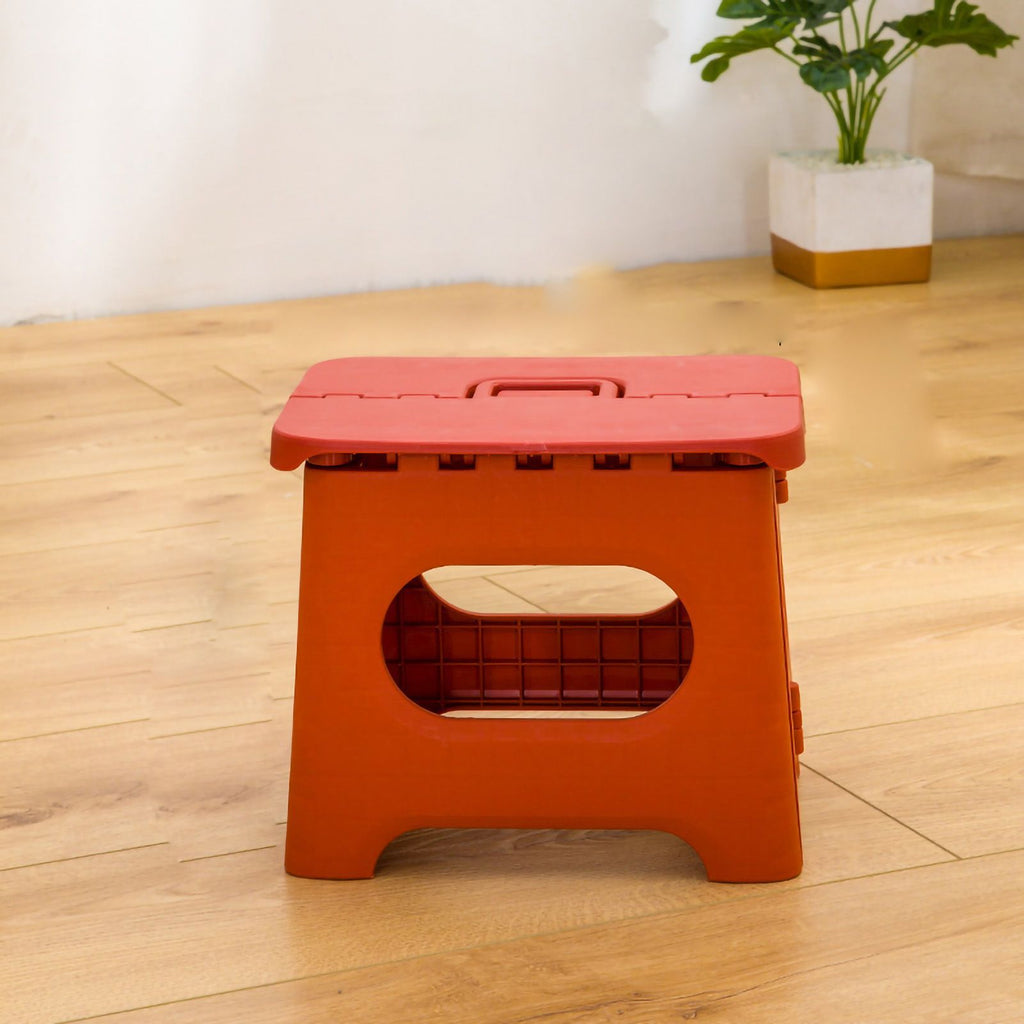 Folding Step Stool Portable Strong Space Saving Plastic Footstool for Adults and Kids Vintage Red