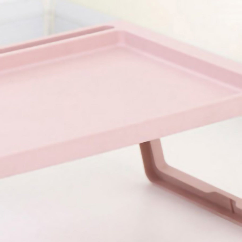 Laptop Bed Desk PP Folding Simple Downward Grooved Design Lap Desk Bed Table with Charging Hole for Bedroom Dorm Pink 68x35.8x27.5cm