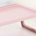 Laptop Bed Desk PP Folding Simple Downward Grooved Design Lap Desk Bed Table with Charging Hole for Bedroom Dorm Pink 68x35.8x27.5cm