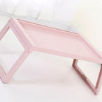 Laptop Bed Desk PP Folding Simple Downward Grooved Design Lap Desk Bed Table with Charging Hole for Bedroom Dorm Pink 68x35.8x27.5cm