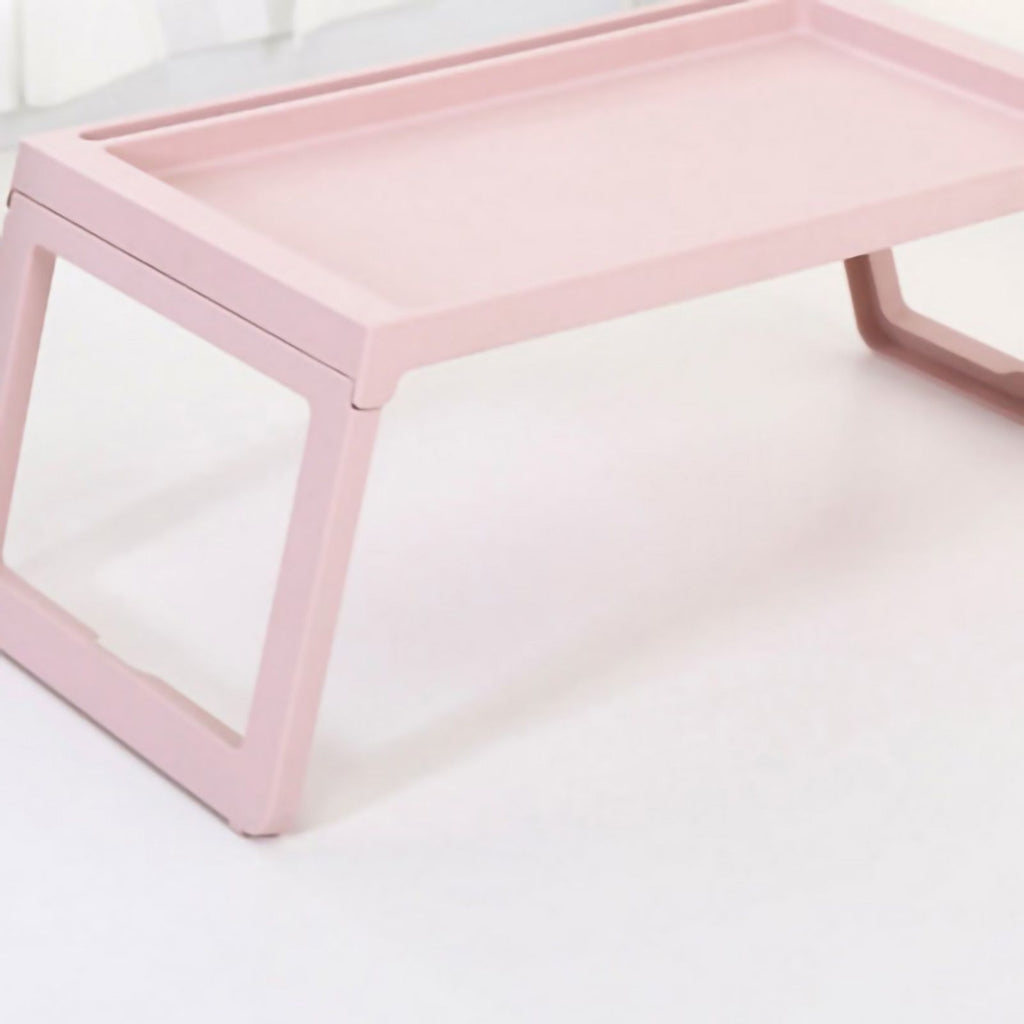 Laptop Bed Desk PP Folding Simple Downward Grooved Design Lap Desk Bed Table with Charging Hole for Bedroom Dorm Pink 68x35.8x27.5cm