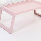 Laptop Bed Desk PP Folding Simple Downward Grooved Design Lap Desk Bed Table with Charging Hole for Bedroom Dorm Pink 68x35.8x27.5cm