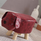 Children Wooden Low Stools Cute Cartoon Children Stool Small Dog Shape Stool for Home Kindergarten Red
