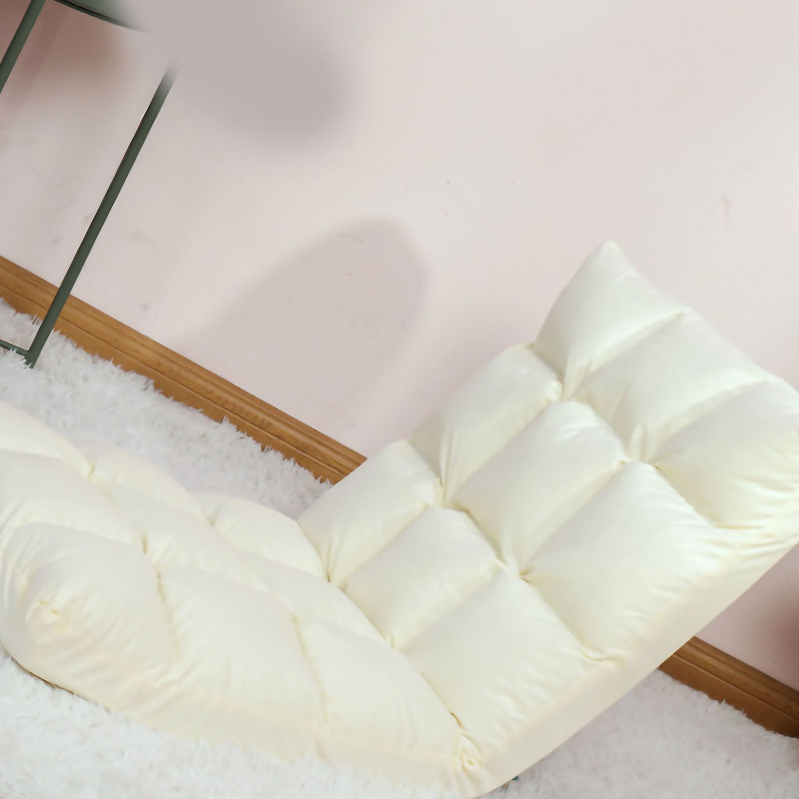 Floor Seat Sofa Chair Foldable Adjustable Floor Chair Sofa Bed Beanbag for Gaming Sleeping Relaxing Reading Milk White