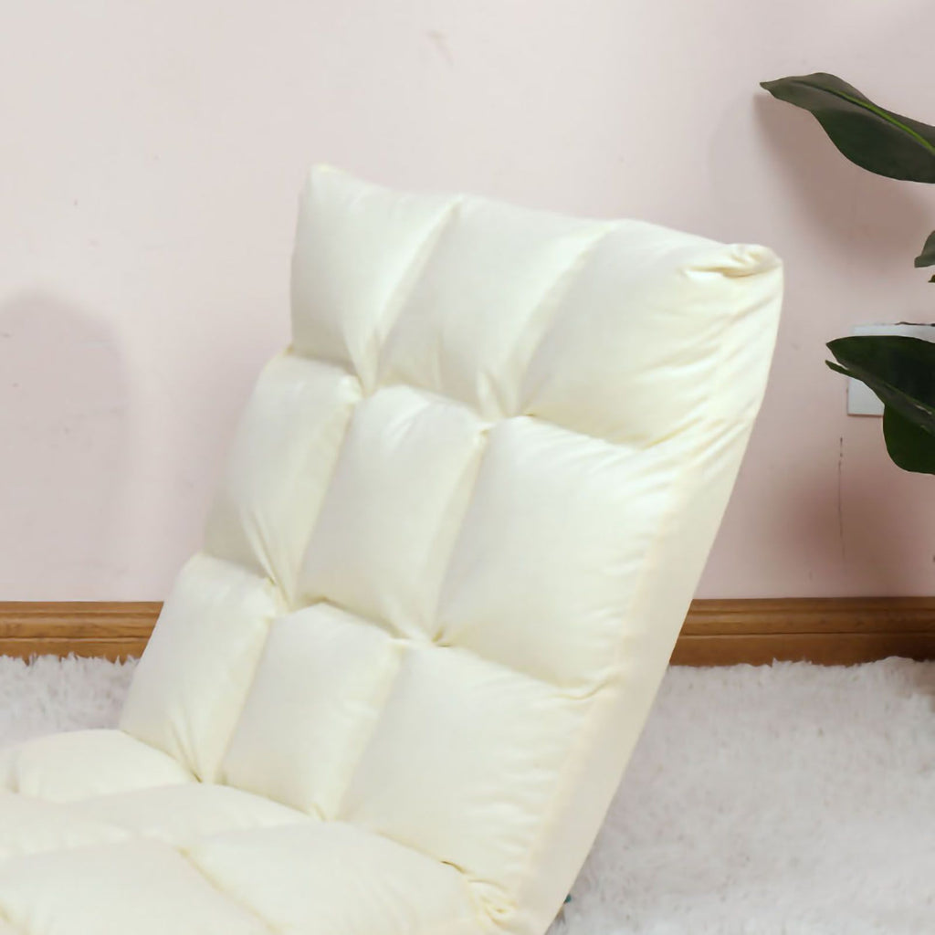 Floor Seat Sofa Chair Foldable Adjustable Floor Chair Sofa Bed Beanbag for Gaming Sleeping Relaxing Reading Milk White