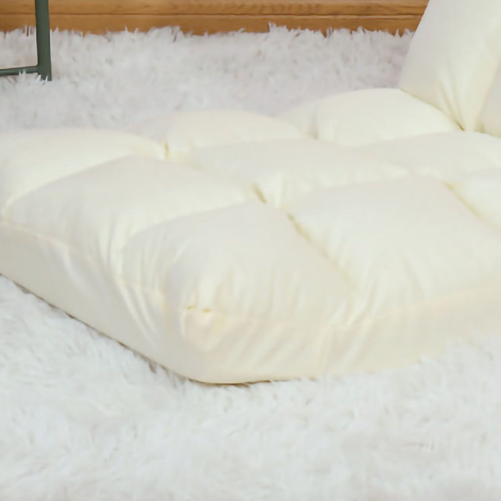 Floor Seat Sofa Chair Foldable Adjustable Floor Chair Sofa Bed Beanbag for Gaming Sleeping Relaxing Reading Milk White