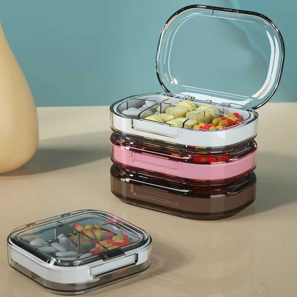 Portable Mini Pill Case Travel Dispensing Pill Organizer Household Food Grade Sealed Storage Medicine Box Big Transparent White