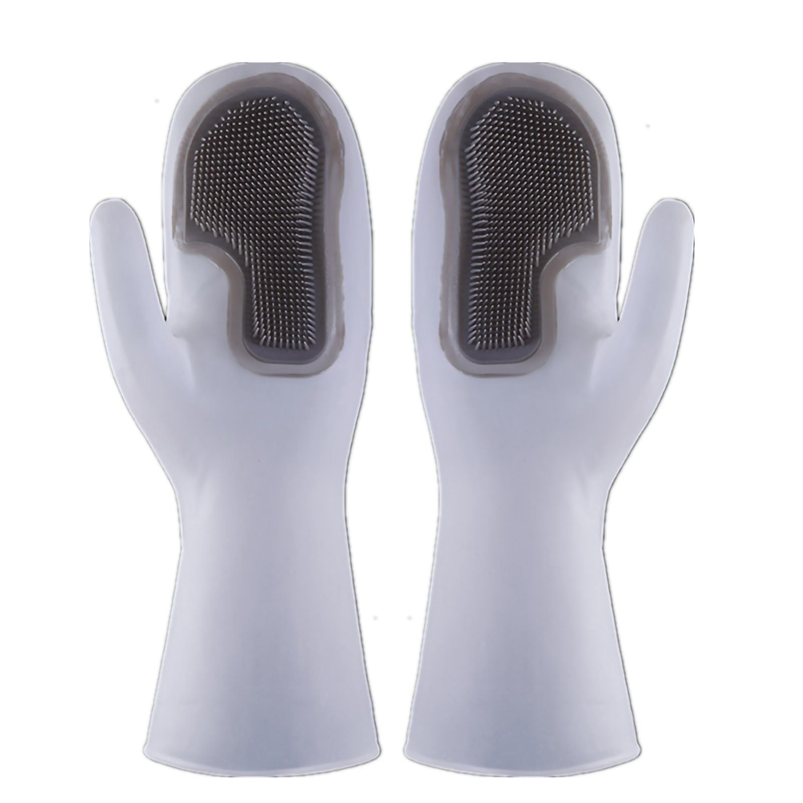 Dishwashing Scrubber Gloves Non Slip Waterproof Reusable Cleaning Scrubber Gloves Wear Resistant for Kitchen Gray