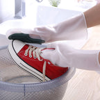 Dishwashing Scrubber Gloves Non Slip Waterproof Reusable Cleaning Scrubber Gloves Wear Resistant for Kitchen Gray