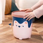 Trash Can Wastebasket Recycle Bin Cute Bear Pattern Large Capacity for Bathroom Bedroom Kitchen Living Room Small Pink