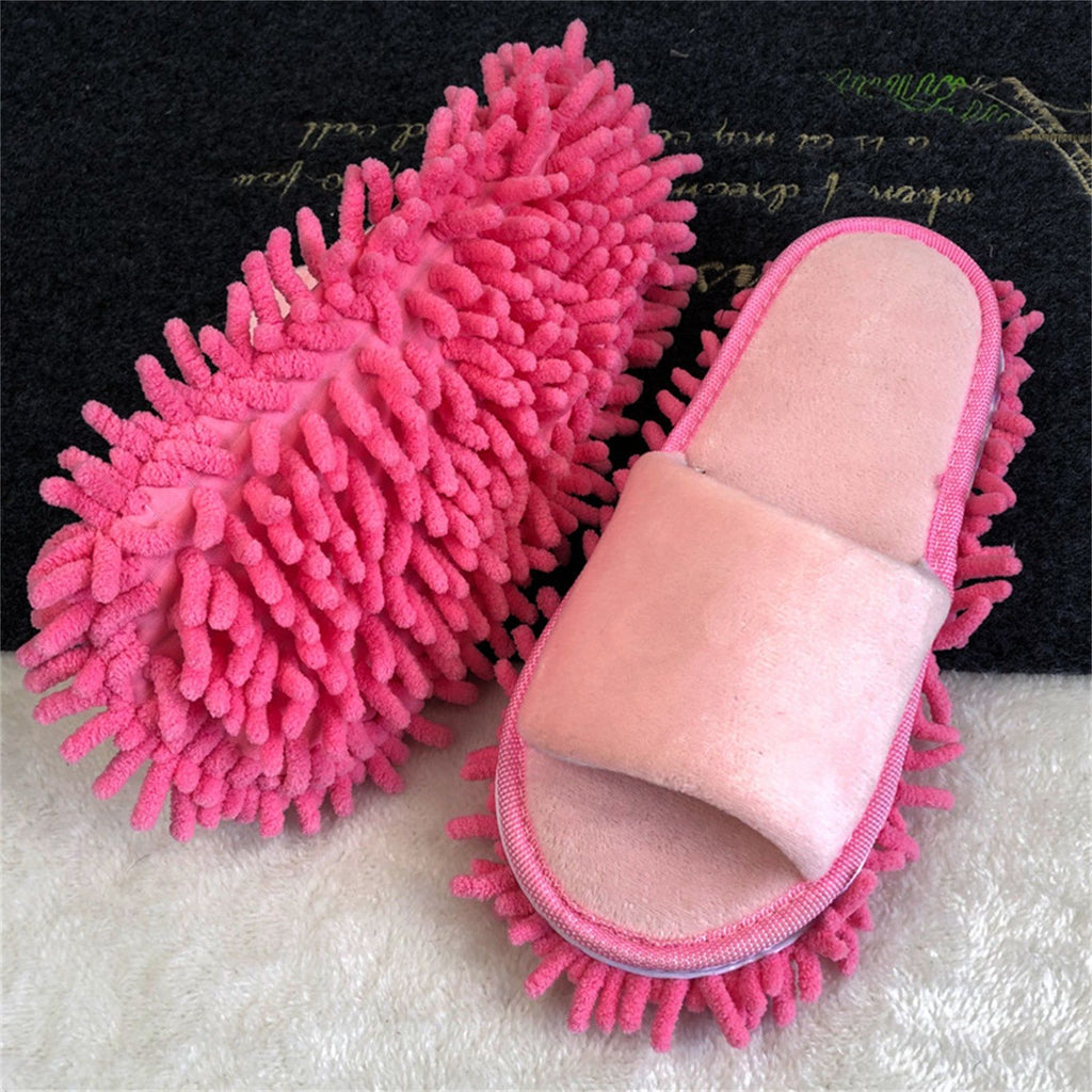 Floor Slippers Lazy Open Toed Mop Slipper Home Use Soft Pure Color Cleaning Slipper Pink M 39-41
